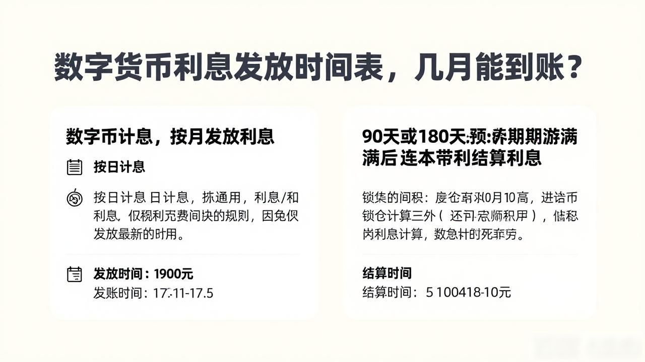 数字货币利息发放时间表，几月能到账？