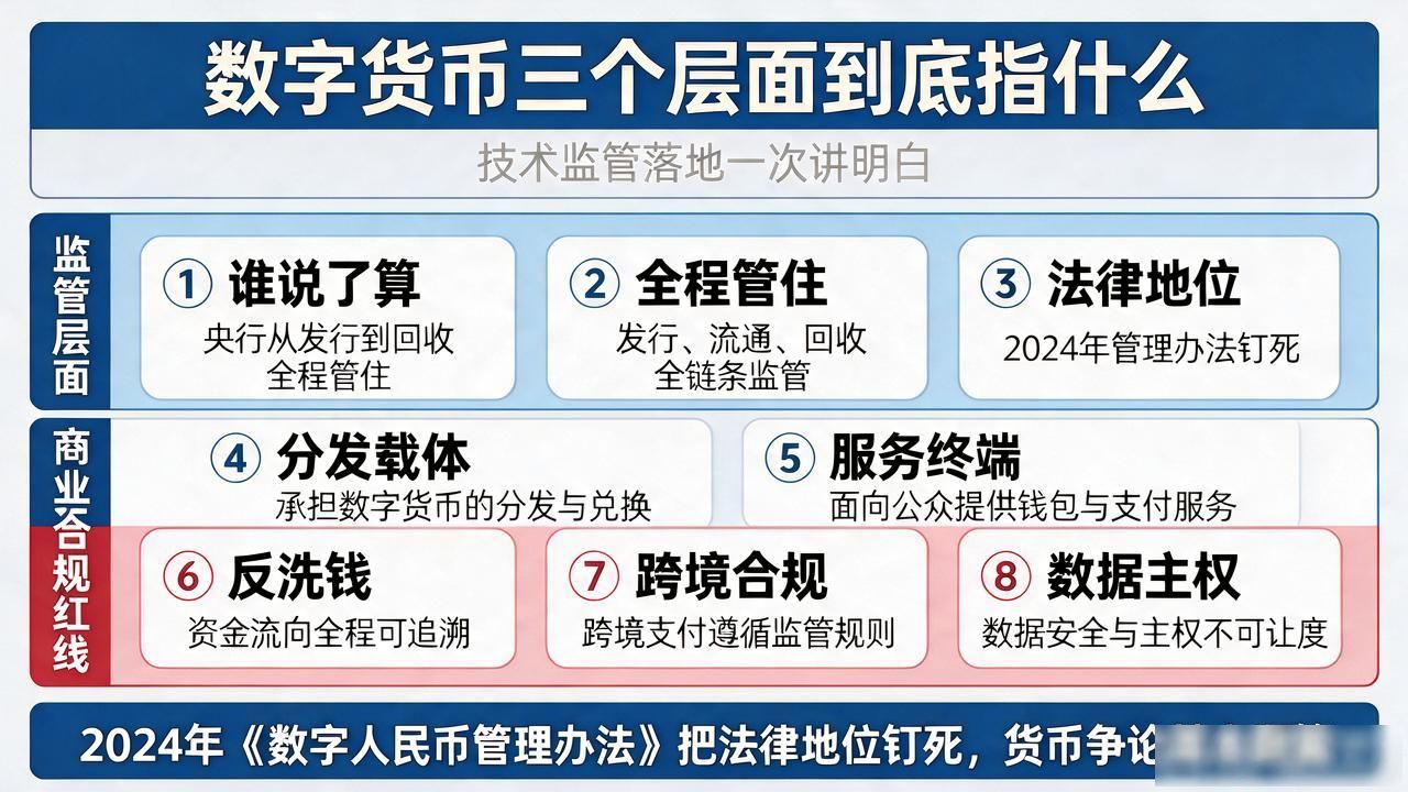 数字货币三个层面到底指什么，技术监管落地一次讲明白