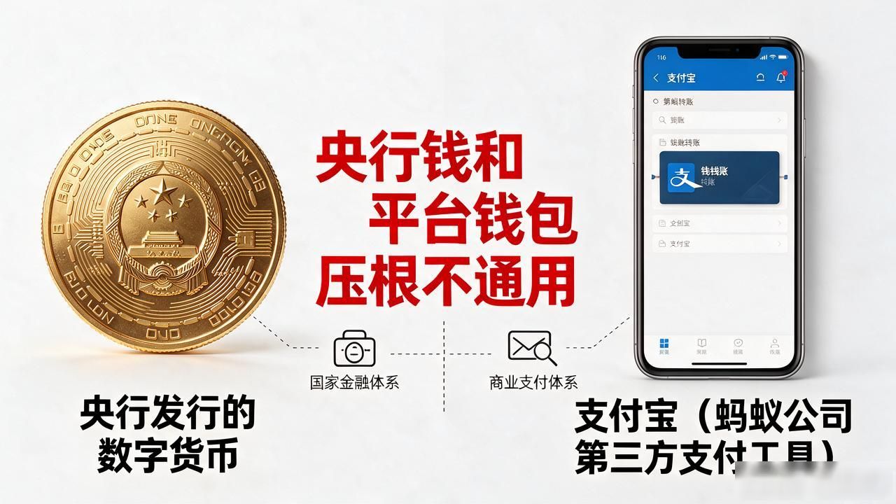 数字货币支付宝能用么?央行钱和平台钱包压根不通用