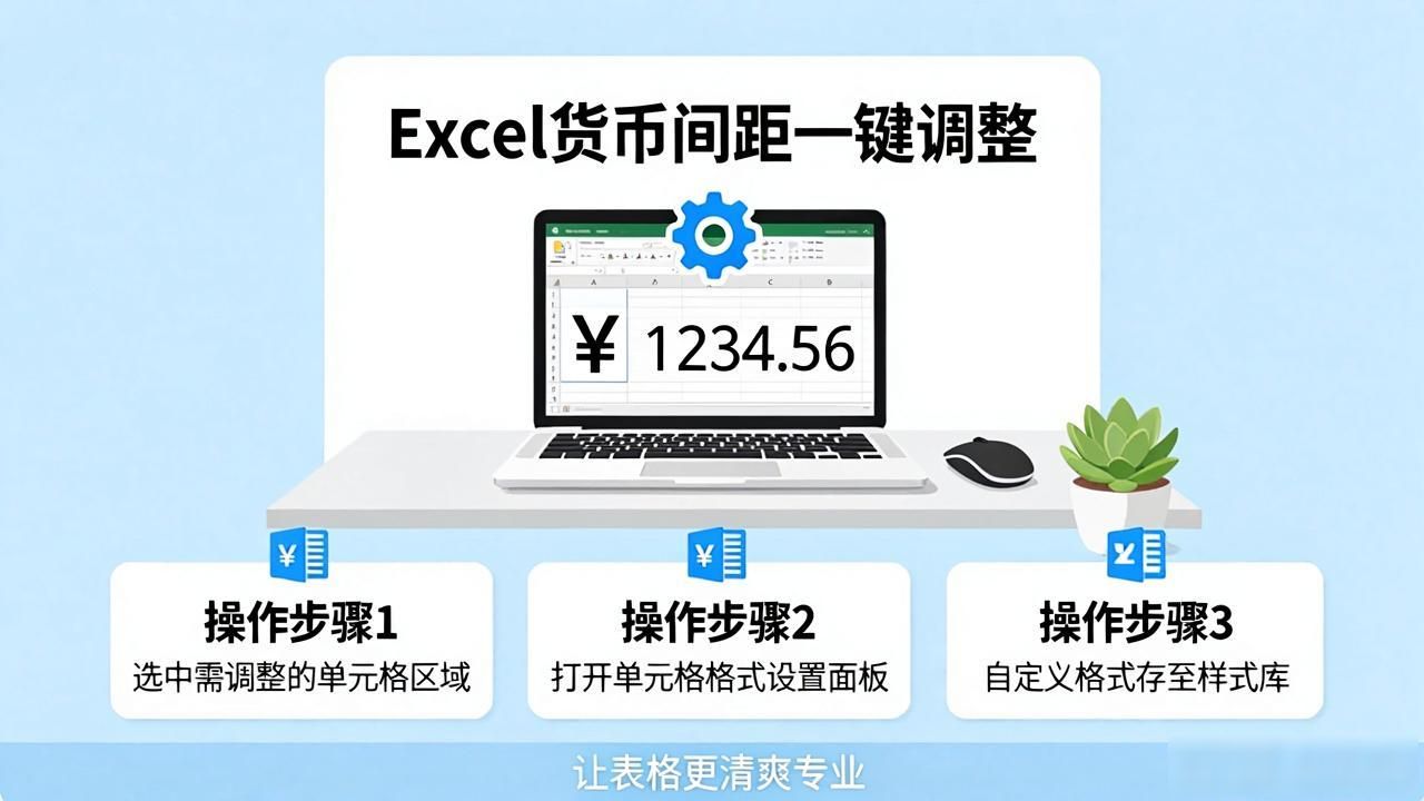 Excel货币符号与数字间距太近？一键调整让表格更清爽